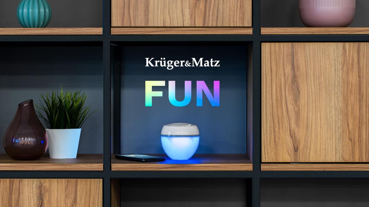 KM0537 Krüger&Matz FUN Bluetooth hangszóró, RGB LED, fehér színű 5W