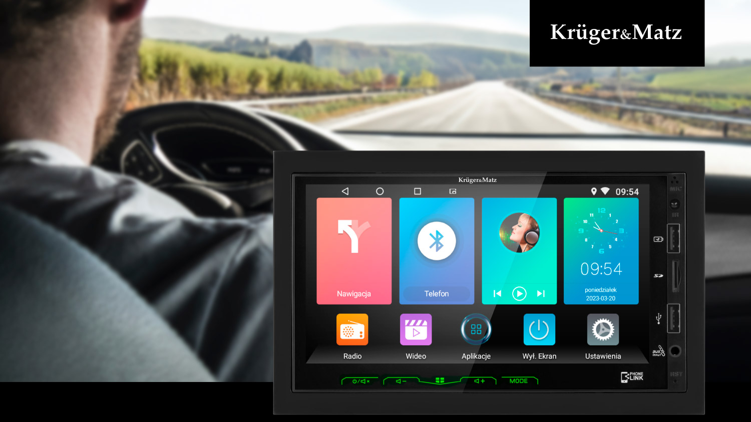KM2008 Krüger&Matz 2DIN autórádió 7coll, GPS, Wi-Fi, Bluetooth, Android 12