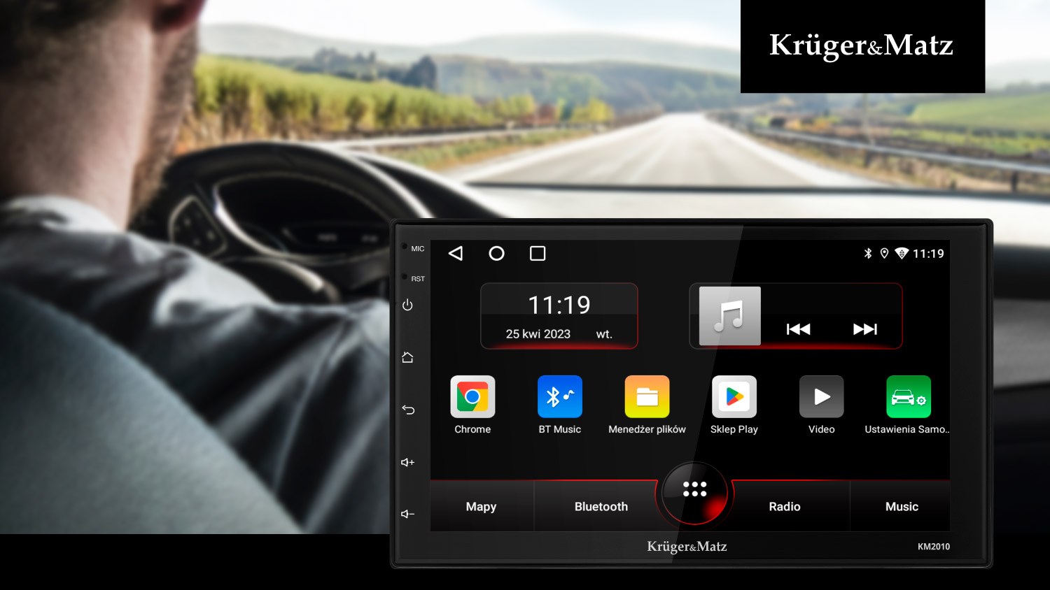KM2010 Krüger&Matz 2DIN autórádió 7coll, GPS, Wi-Fi, Bluetooth, Android 12